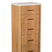 Five Drawer Reed Mango Wood and White Marble Tallboy Chest of Drawers