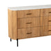 Six Drawer Reed Mango Wood and White Marble Wide Chest of Drawers