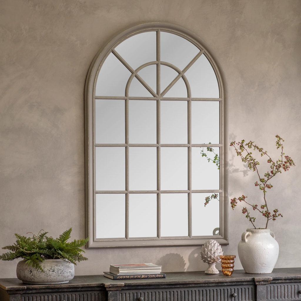 Wilton Grey Arched Window Mirror 150cm | Annie Mo's