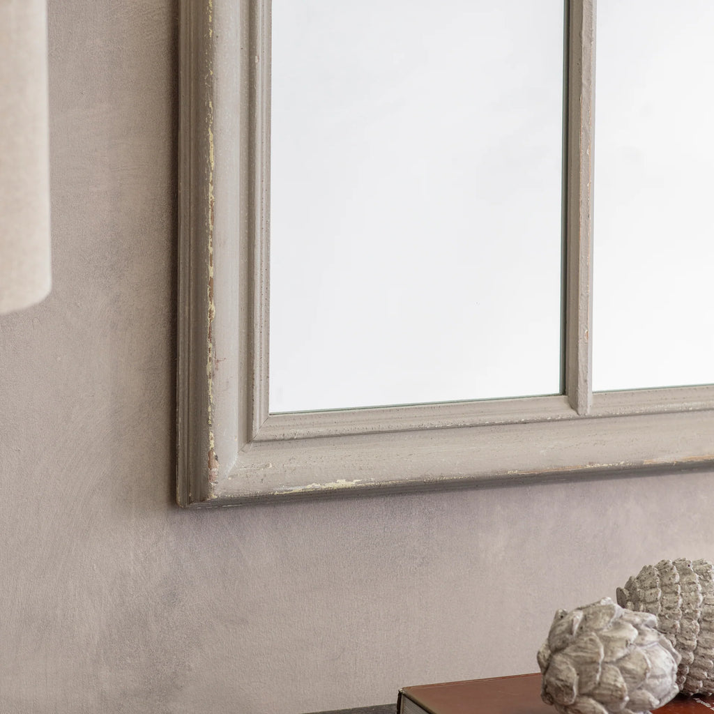 Wilton Grey Mirror with Wooden Grid 120cm