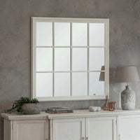 Wilton White Mirror with Wooden Grid 120cm