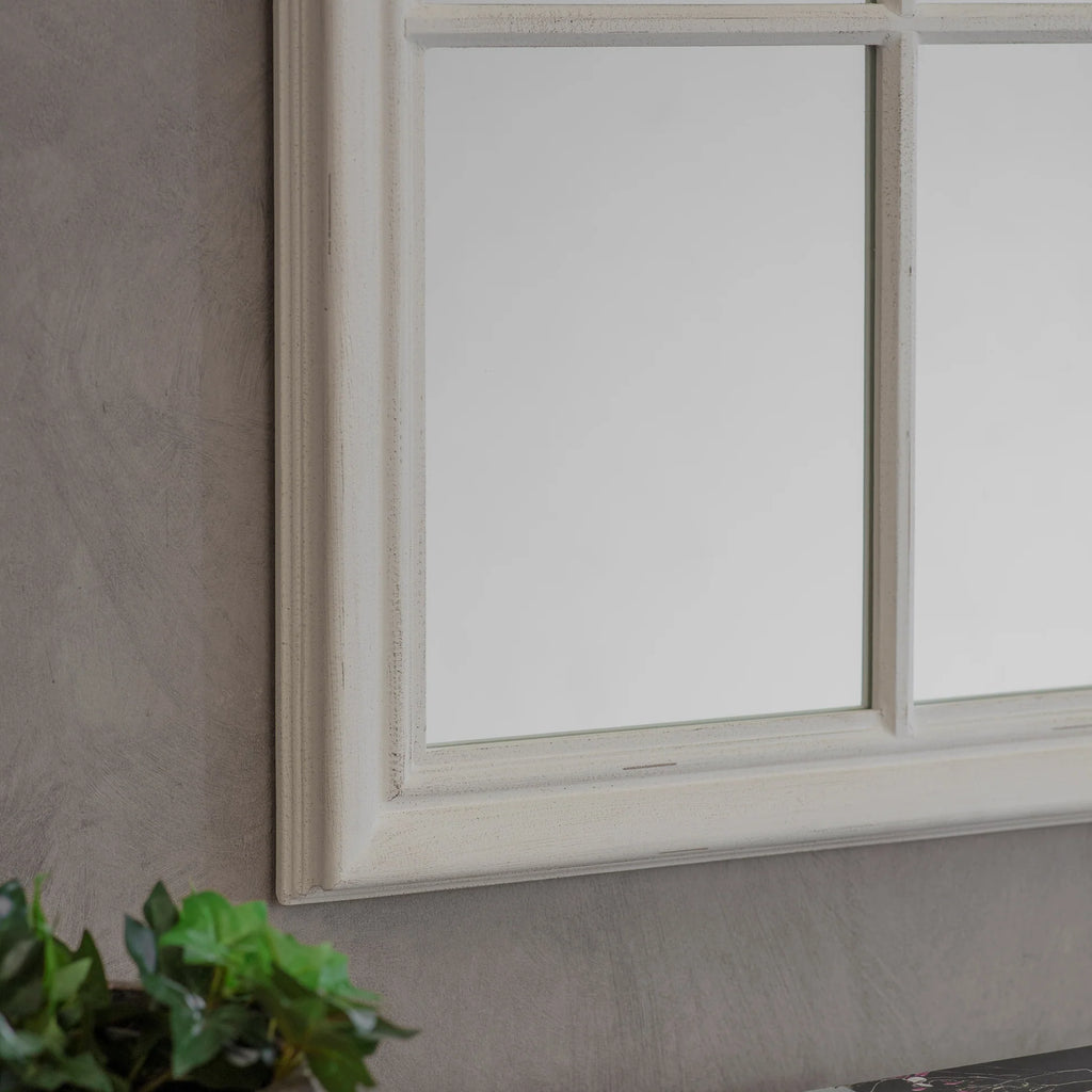 Wilton White Mirror with Wooden Grid 120cm