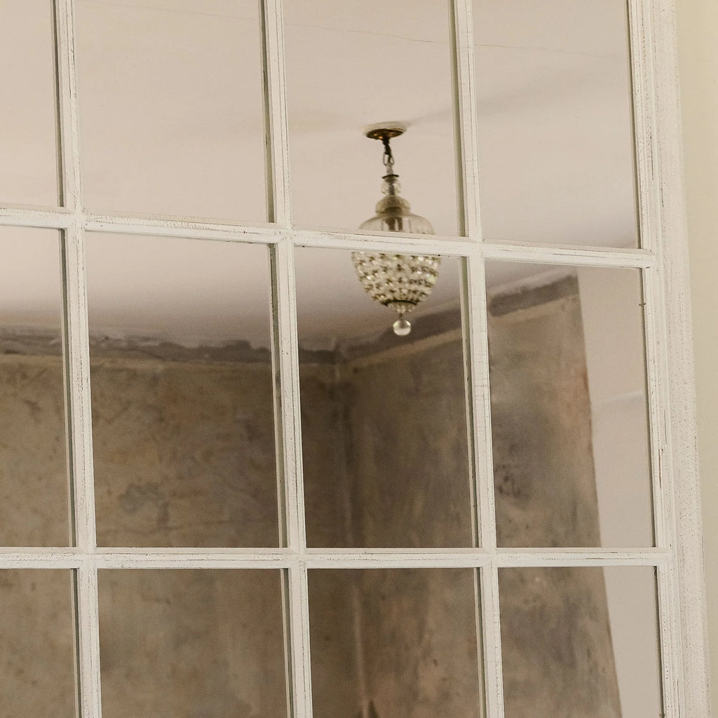 Wilton White Mirror with Wooden Grid 120cm