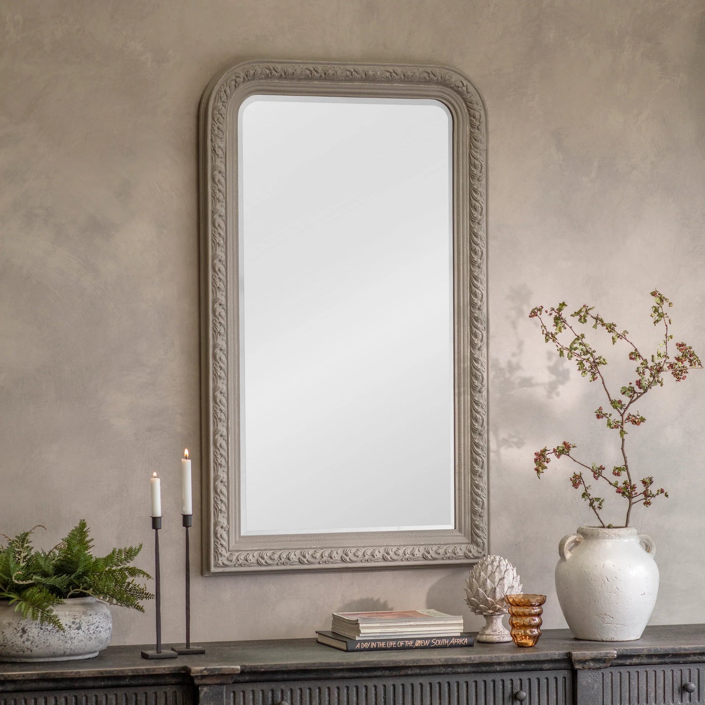 Wilton Grey Bevelled Mirror 135cm