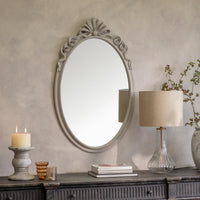 Wilton Grey Ribbon Top Oval Mirror 130cm