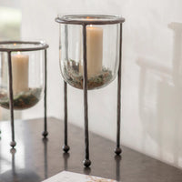 Large Iron and Glass Rounded Hurricane 34cm | Annie Mo's