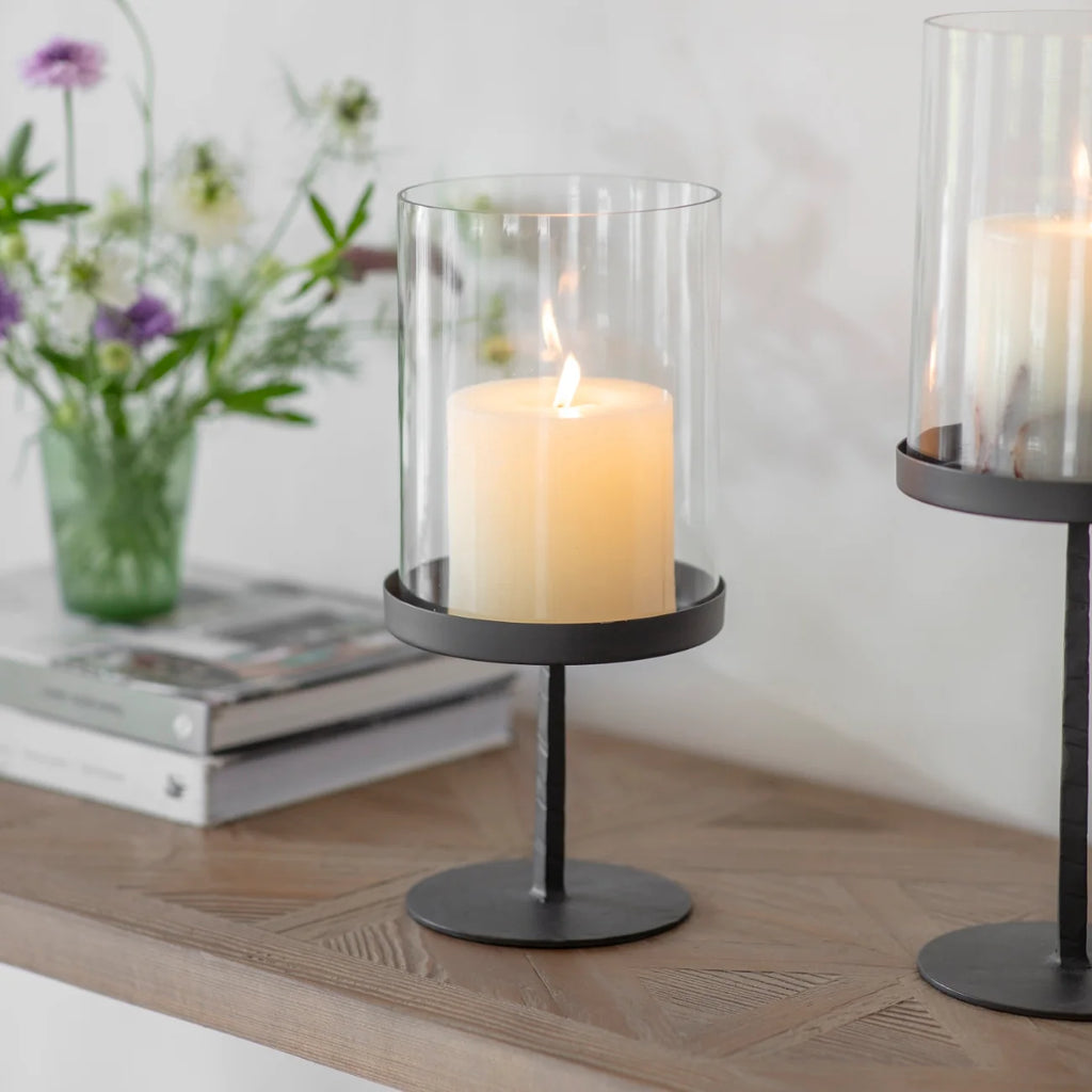 Small Cylindrical Glass Hurricane 32cm | Annie Mo's