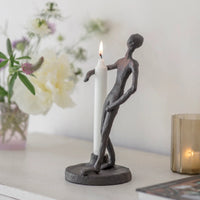 Aluminium Standing Candle Holding Statue 25cm