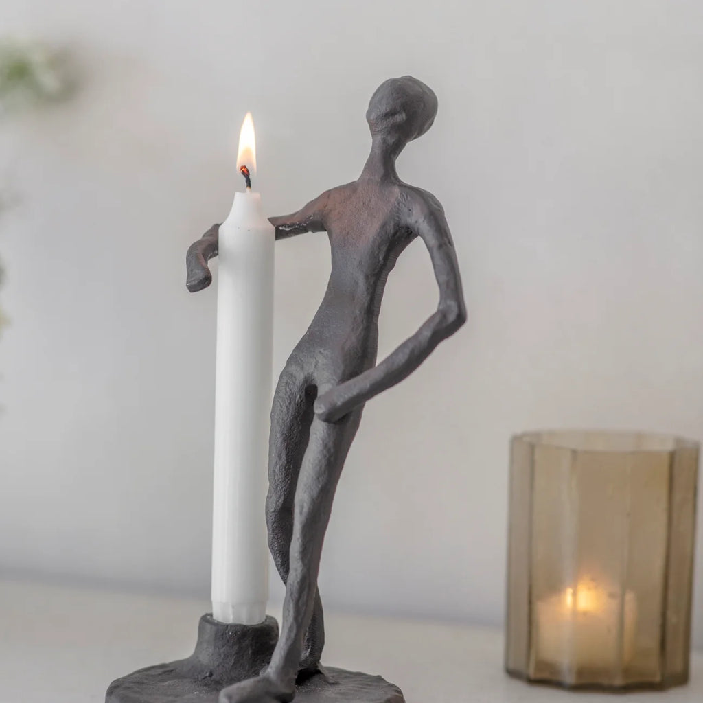 Aluminium Standing Candle Holding Statue 25cm