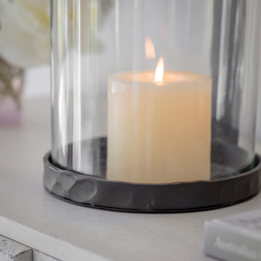 Single Stand Iron and Glass Cylinder Hurricane 41cm