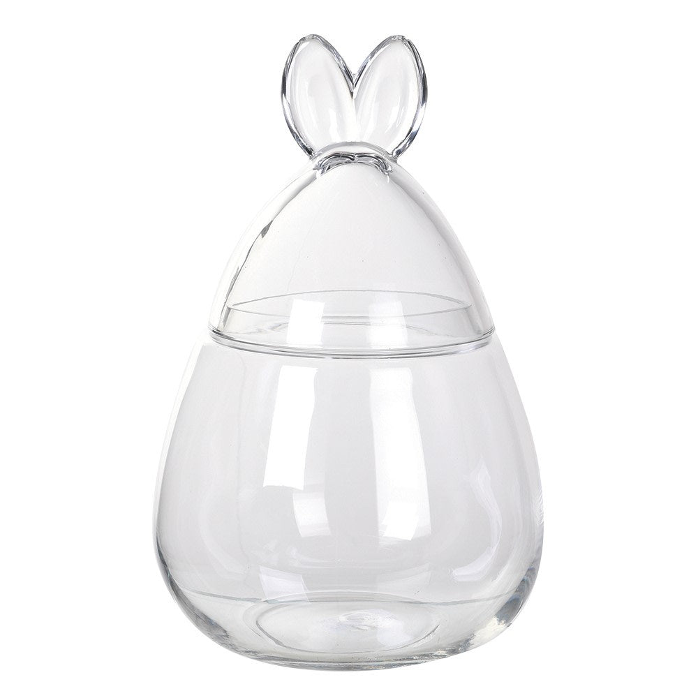 Rabbit Ears Lidded Bonbon Glass Jar