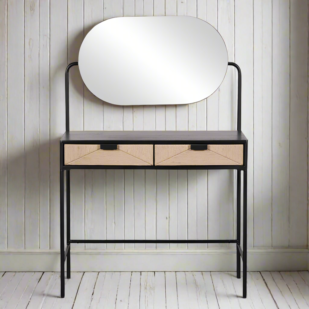 Raphia Dressing Table with Mirror | Annie Mo's
