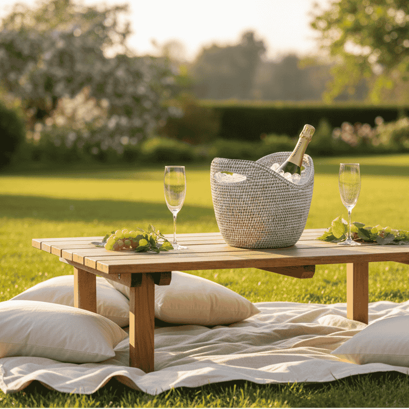 Rattan Champagne Bucket with Transparent Insert 36cm | Annie Mo's