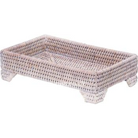 Rattan Large Rectangle Tray with Legs in Natural White Wash 65cm | 