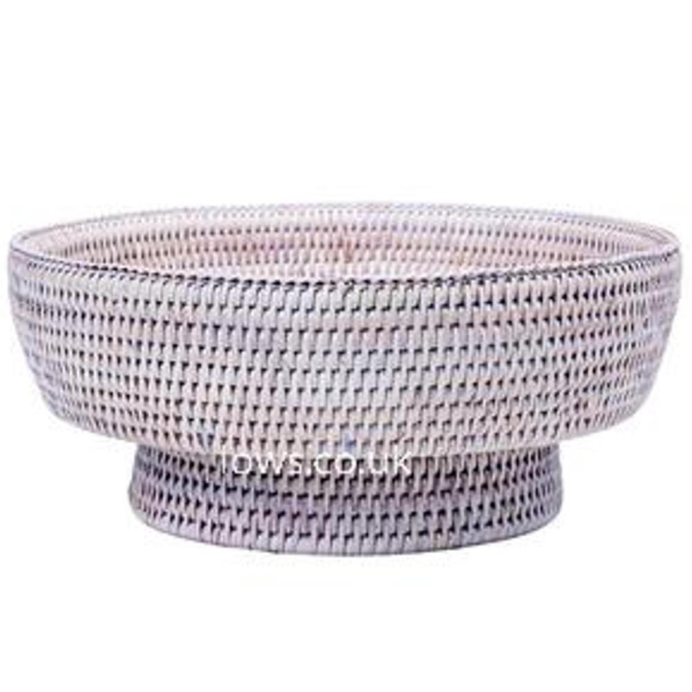 Rattan Round Fruit Bowl in Natural White Wash 30cm | Annie Mo's