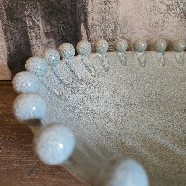 Reactive Blue Glaze Oval Bobble Bowl 2