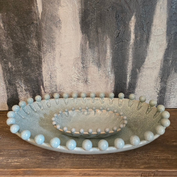 Reactive Blue Glaze Oval Bobble Bowl 3