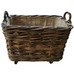 Rectangle Log Basket with Wheels and Jute Liner