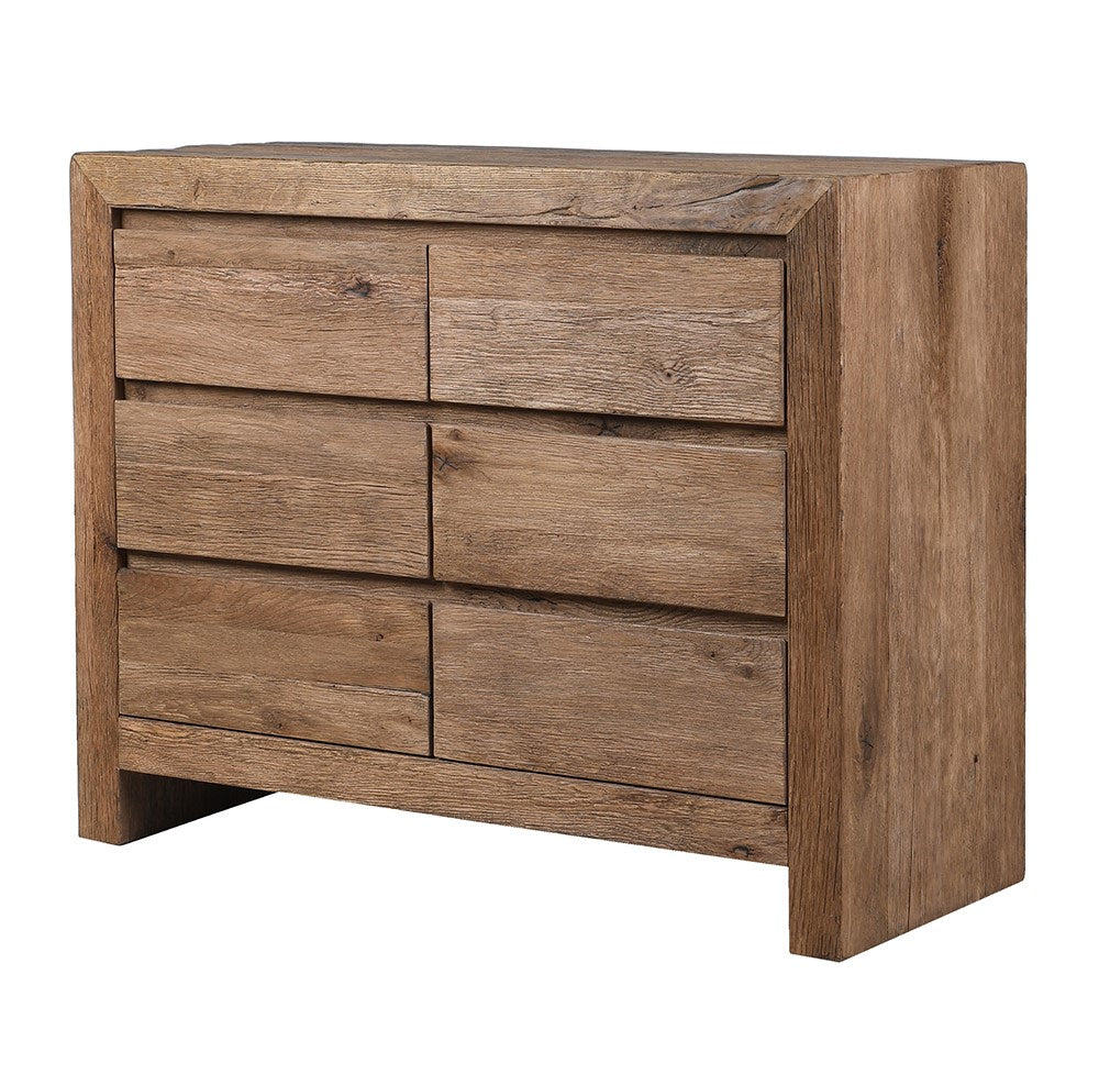 Recycled Oak Six Drawer Chest 4