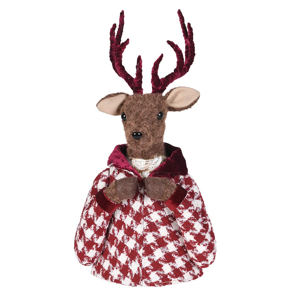 Red Hound Tooth Reindeer 58cm | Annie Mo's