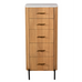 Five Drawer Reed Mango Wood and White Marble Tallboy Chest of Drawers