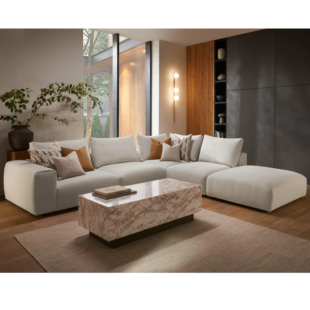 Rochbert One Arm 1 Seat LHF, Armless Unit, Corner Box, Armless Unit, Large Footstool