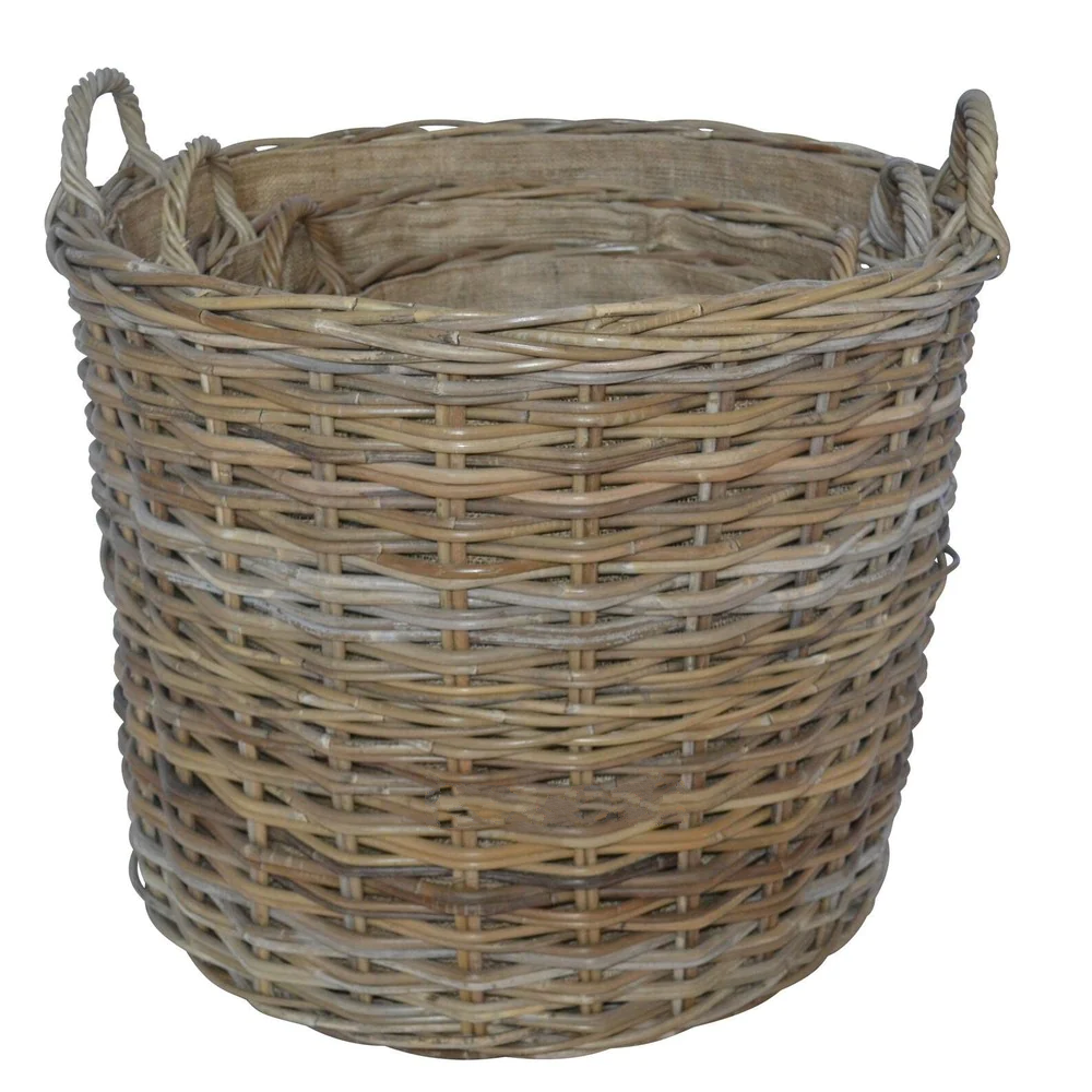 Round Baskets with Ear Handles and Jute Liners - Size Choice