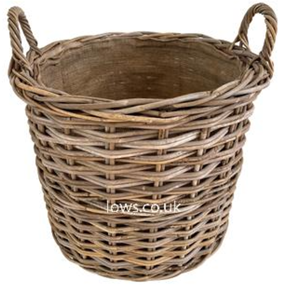 Round Rattan Basket with Ear Handles and Jute Liner 45cm | Annie Mo's