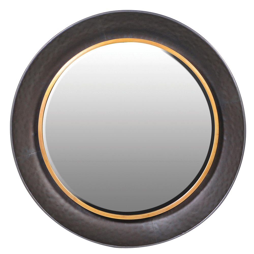 Round Black and Gold Wall Mirror B