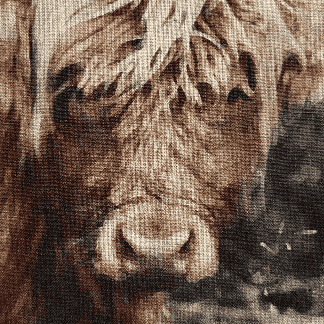 "Rustic Highlander Cow" Handmade Linen Hardcover Notebook