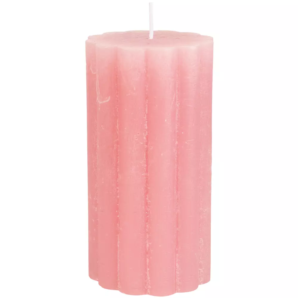 Rustic Scalloped Pillar Candle Dusky Pink - Size Choice