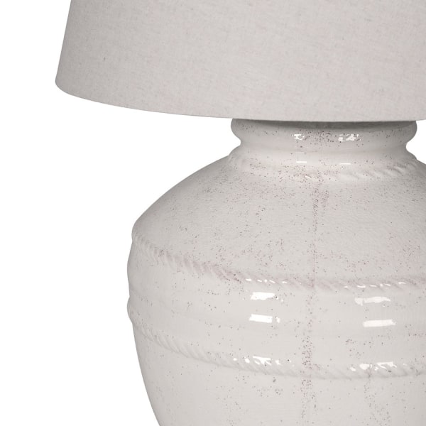 Rustic Textured Neutral Table Lamp with Linen Shade 71cm