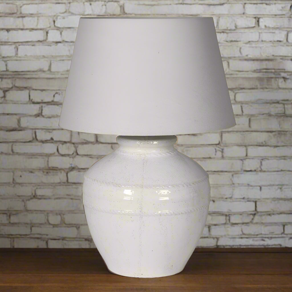 Rustic Textured Neutral Table Lamp with Linen Shade 71cmB