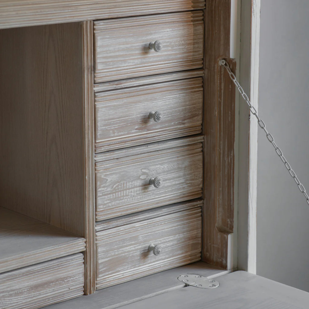 White Loumarin Distressed Secretary Desk 122cm