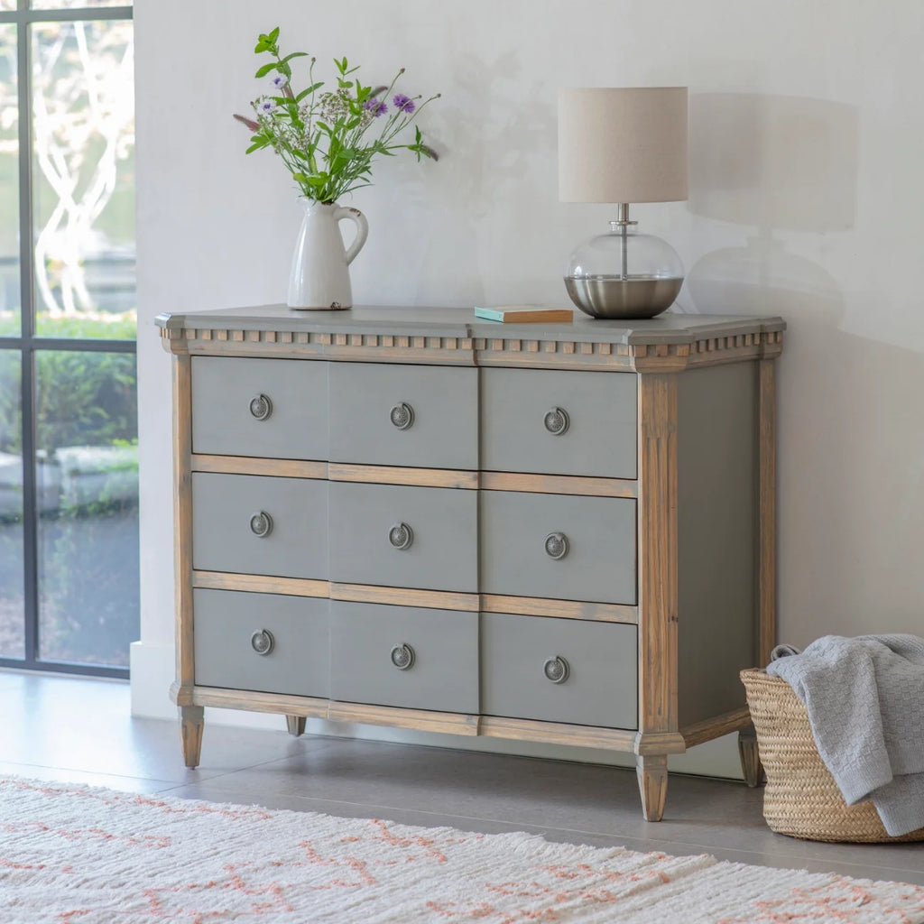 Loumarin Large Grey Chest of Three Drawers 113cm Wide | Annie Mo's