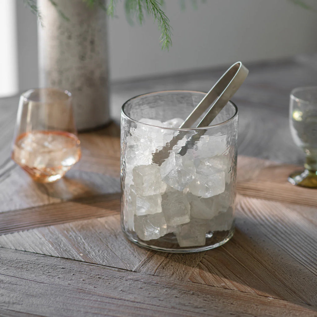 Winchcombe Recycled Glass Ice Bucket with Metal Tongs 17cm | Annie Mo's