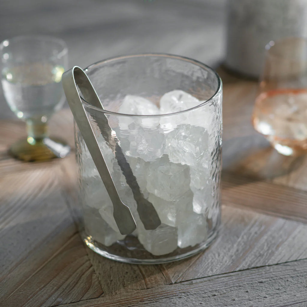 Winchcombe Recycled Glass Ice Bucket with Metal Tongs 17cm