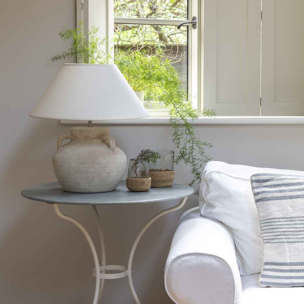 Sandy Stoneware Lamp with Cream Shade-2