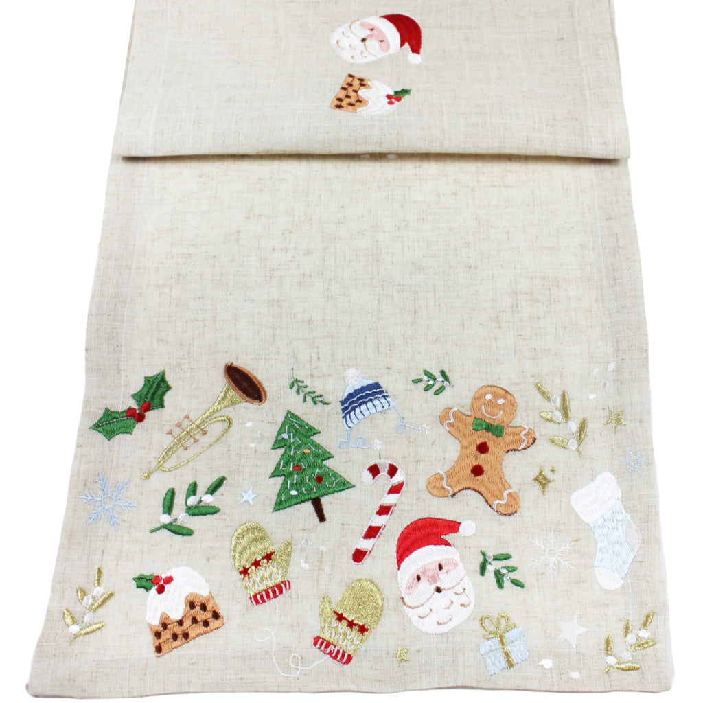 Santa's Grotto Beige Table Runner 190cm x 35cm | Annie Mo's