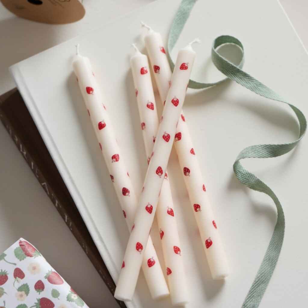 Strawberries Taper Candle 20cm-B