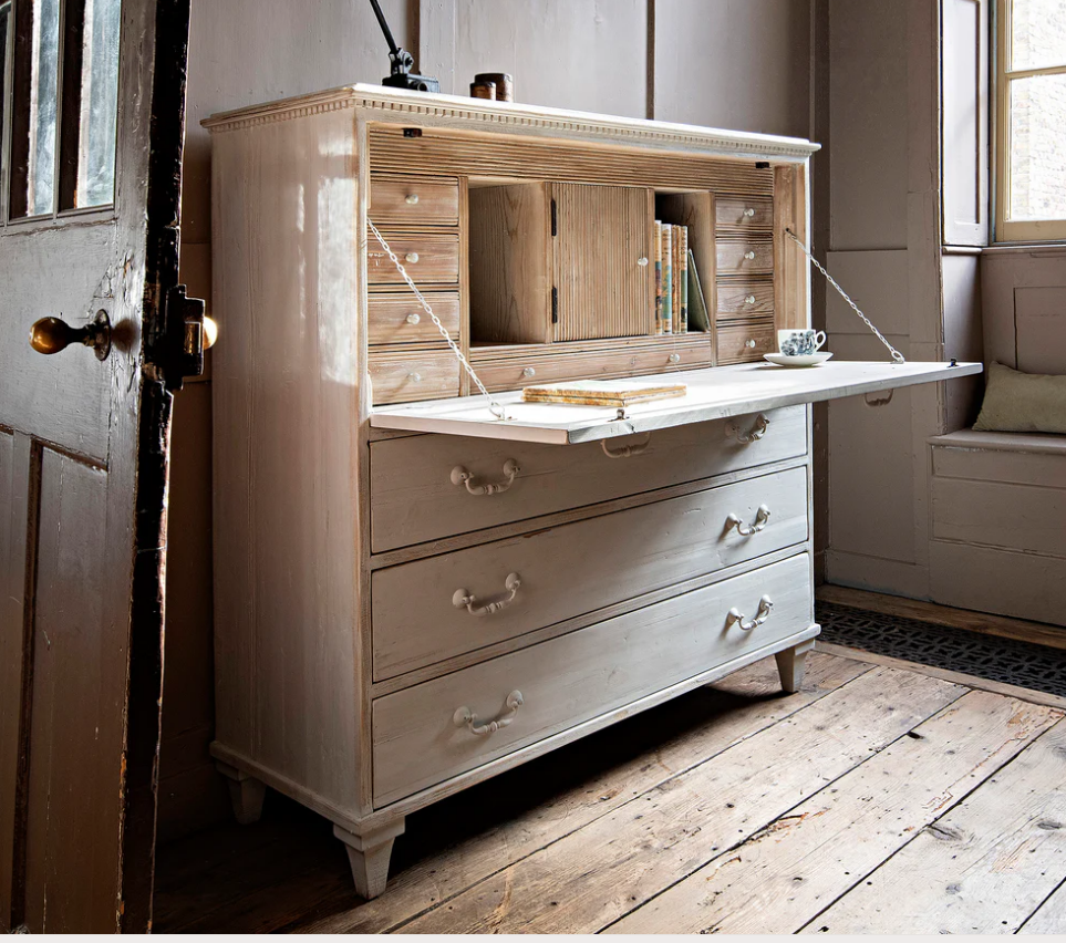 White Loumarin Distressed Secretary Desk 122cm