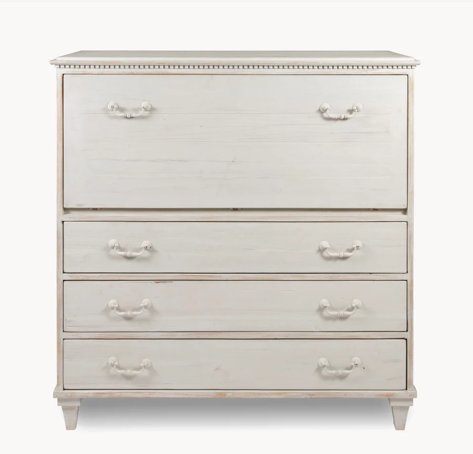 White Loumarin Distressed Secretary Desk 122cm