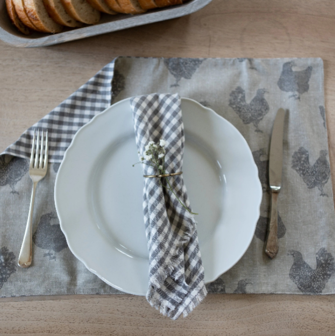 Gingham Napkin Ash Grey - Sold Individually | Annie Mo's