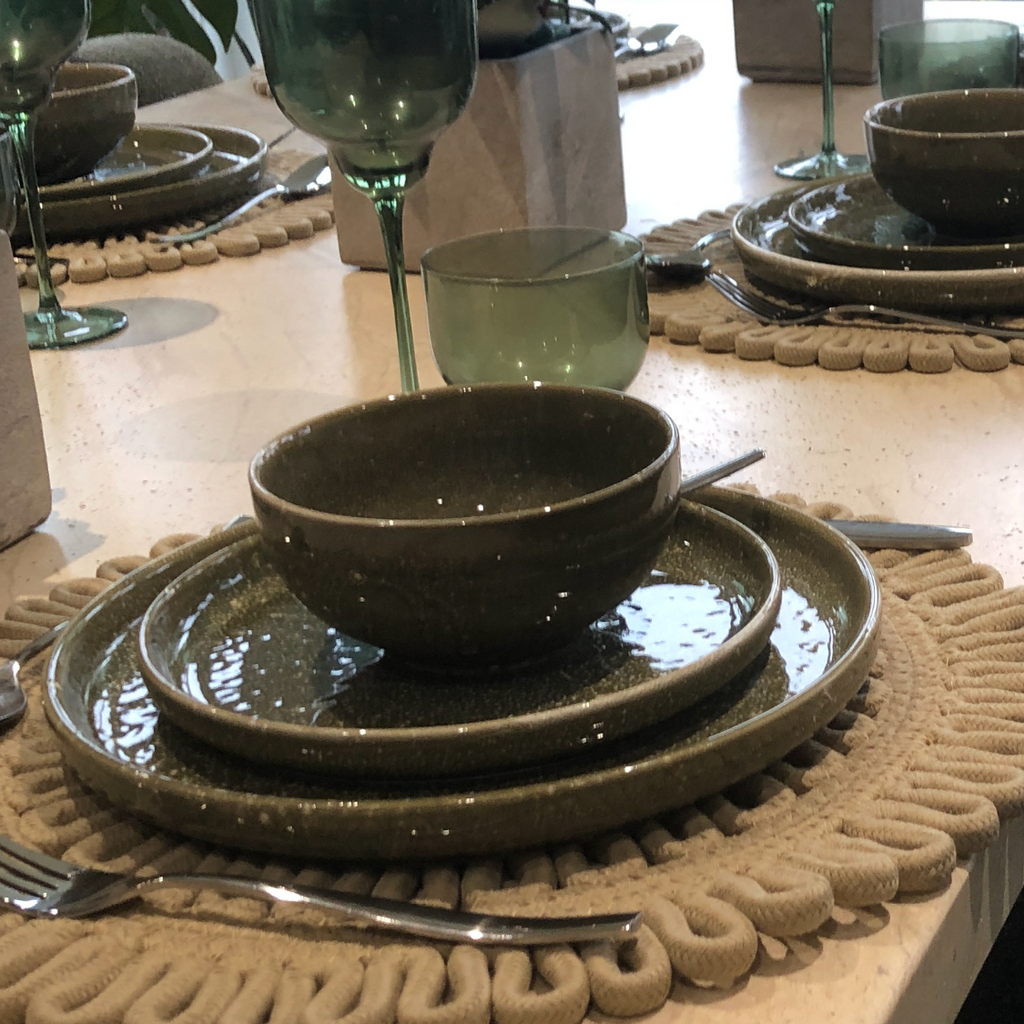Set of 12 Rustic Green Dinner Set | Annie Mo's