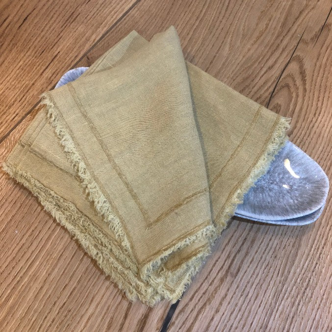 Set of Four Vintage Look Golden Napkins 45cm x 45cm | Annie Mo's 2