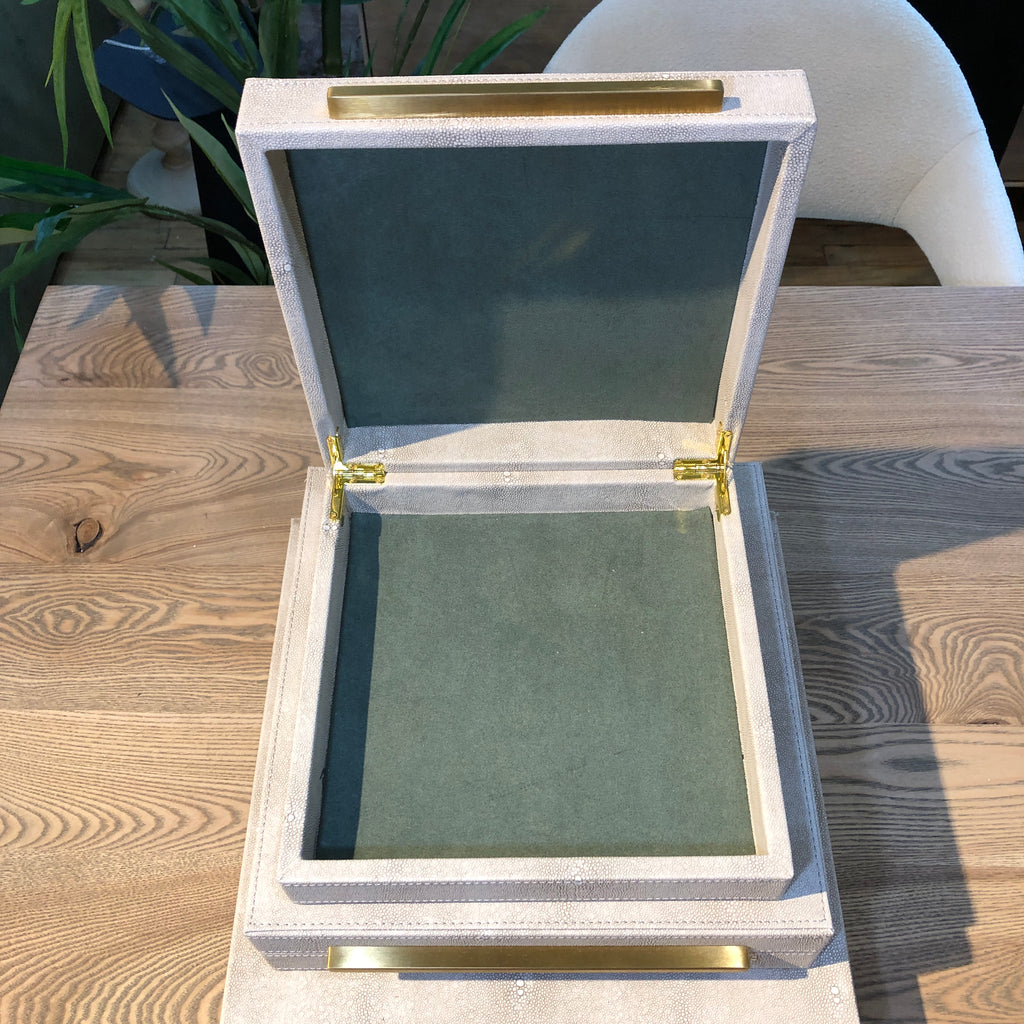 Set of Three Faux Ivory Shagreen Boxes 35cm B