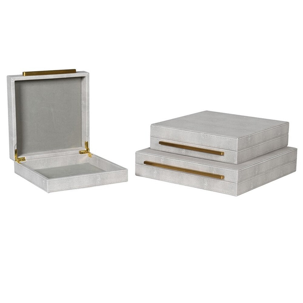 Set of Three Faux Ivory Shagreen Boxes 35cm | Annie Mo's
