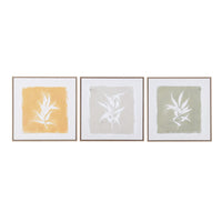 Set of Three Framed Canvas Leaf Prints 60cmC