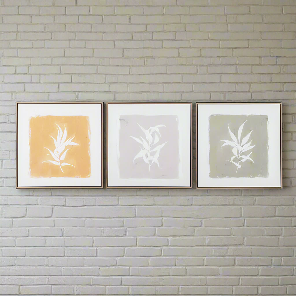 Set of Three Framed Canvas Leaf Prints 60cm | Annie Mo's