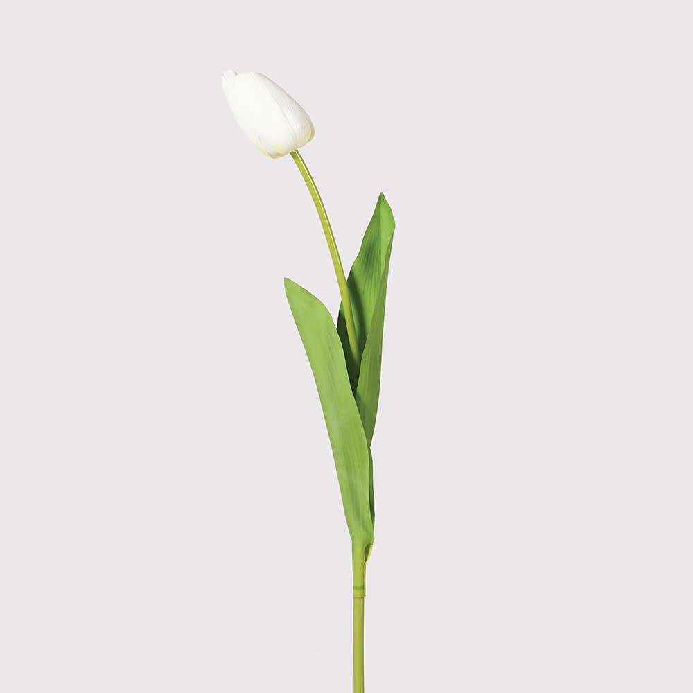Set of Three Long Stem White Faux Tulips 65cm